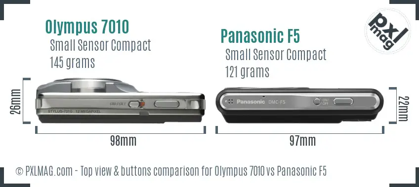 Olympus 7010 vs Panasonic F5 top view buttons comparison