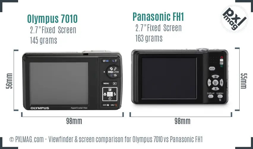 Olympus 7010 vs Panasonic FH1 Screen and Viewfinder comparison