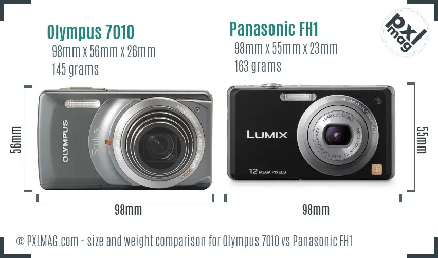 Olympus 7010 vs Panasonic FH1 size comparison