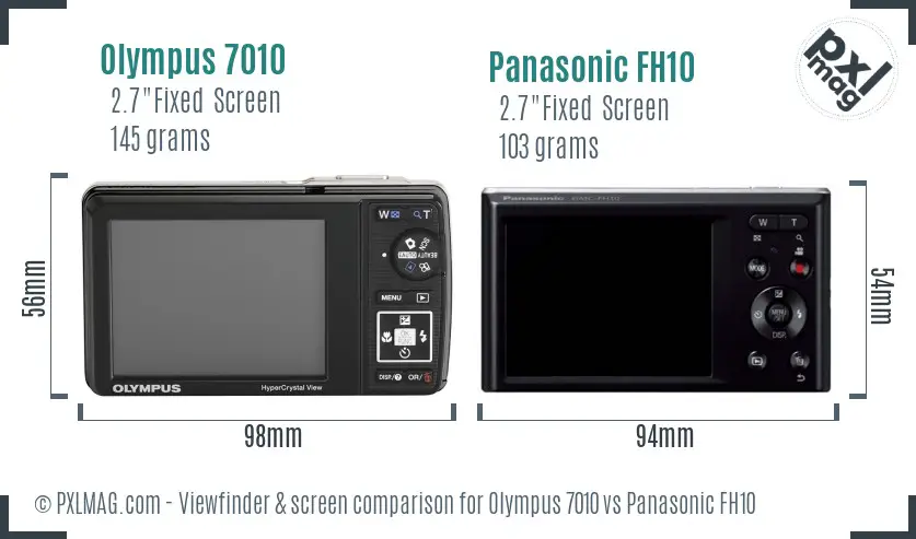 Olympus 7010 vs Panasonic FH10 Screen and Viewfinder comparison