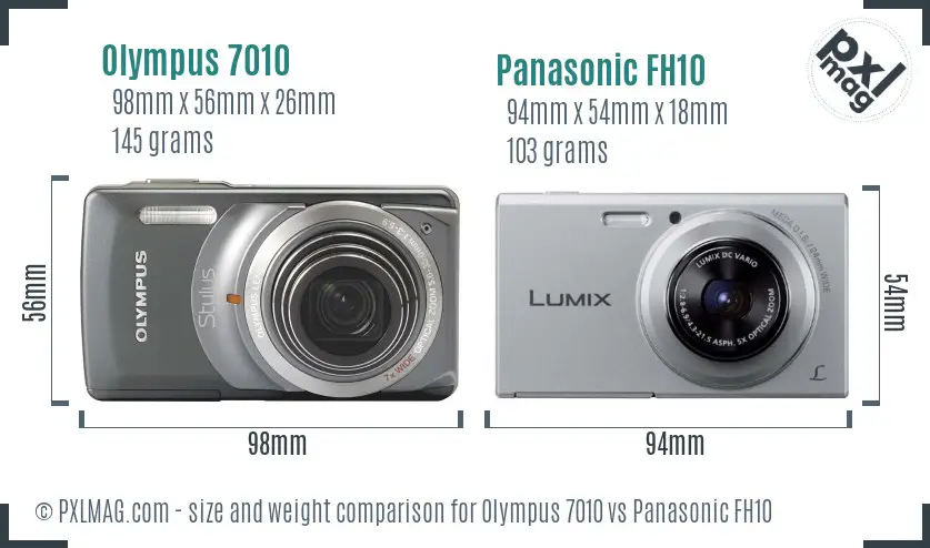 Olympus 7010 vs Panasonic FH10 size comparison