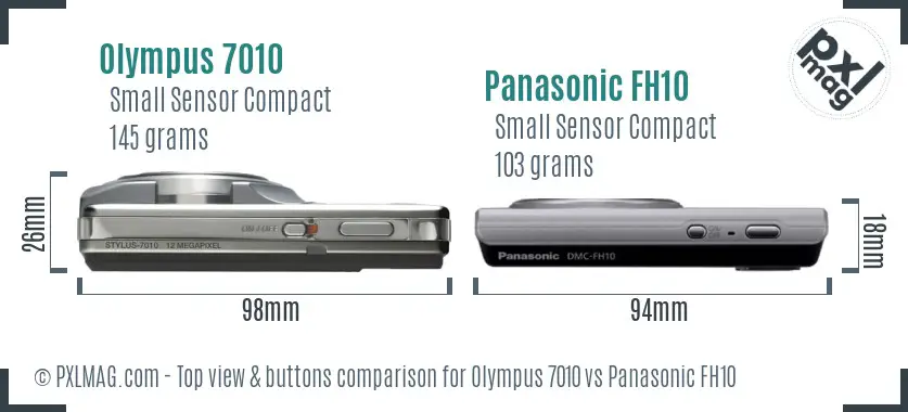 Olympus 7010 vs Panasonic FH10 top view buttons comparison