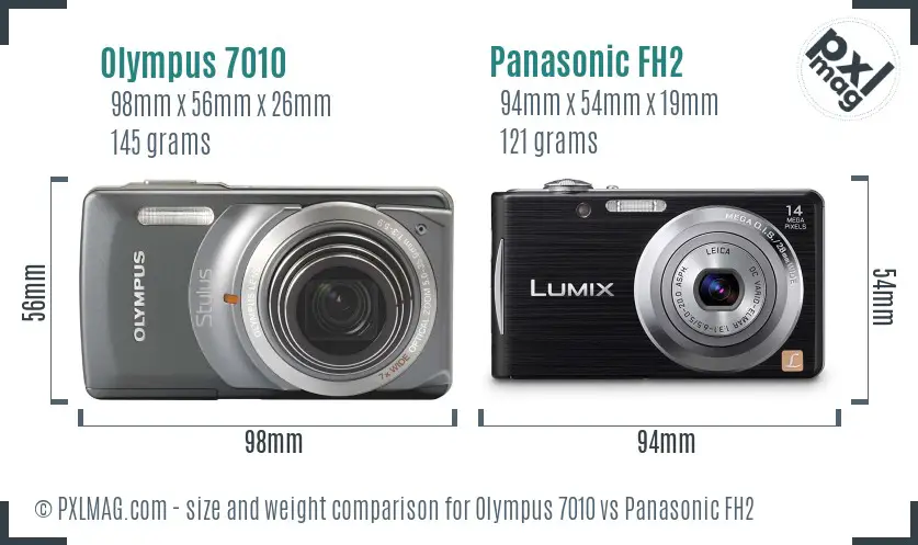 Olympus 7010 vs Panasonic FH2 size comparison