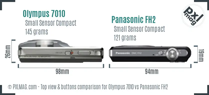 Olympus 7010 vs Panasonic FH2 top view buttons comparison