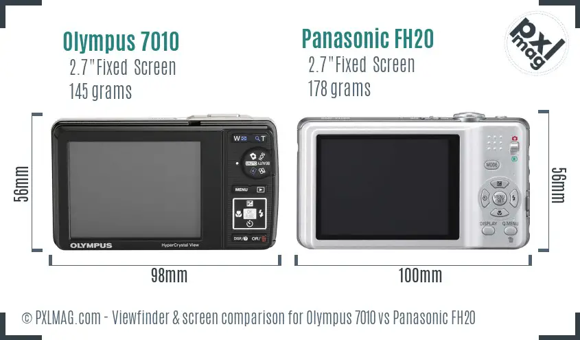Olympus 7010 vs Panasonic FH20 Screen and Viewfinder comparison
