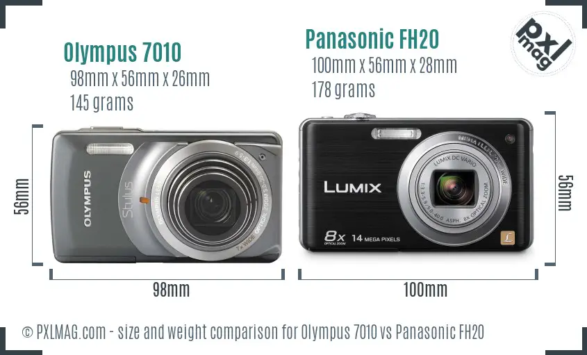 Olympus 7010 vs Panasonic FH20 size comparison