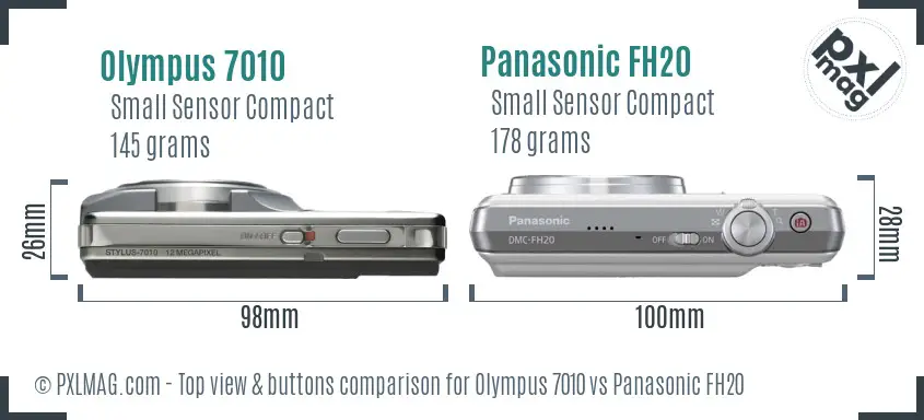 Olympus 7010 vs Panasonic FH20 top view buttons comparison