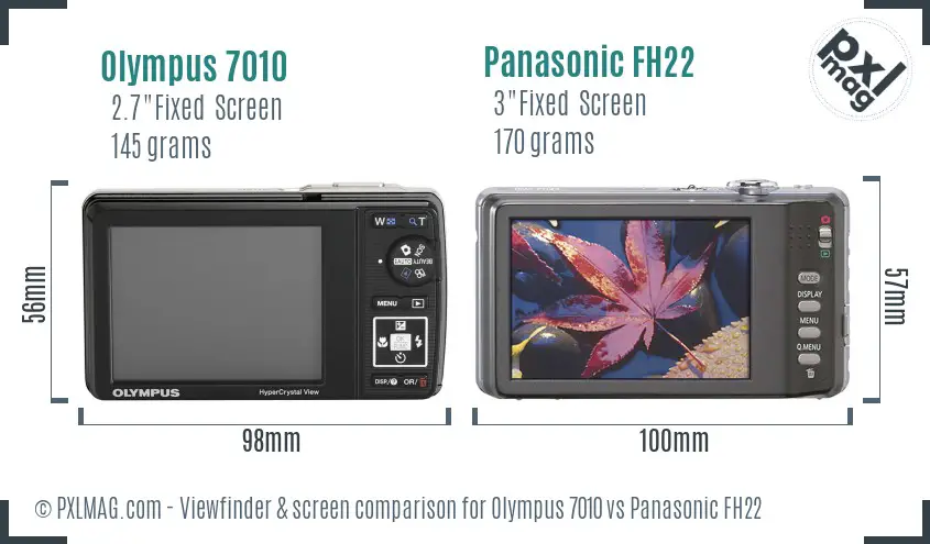 Olympus 7010 vs Panasonic FH22 Screen and Viewfinder comparison