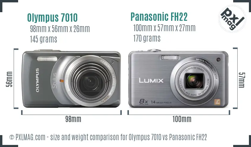 Olympus 7010 vs Panasonic FH22 size comparison