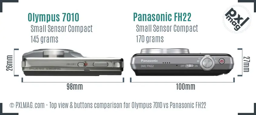 Olympus 7010 vs Panasonic FH22 top view buttons comparison