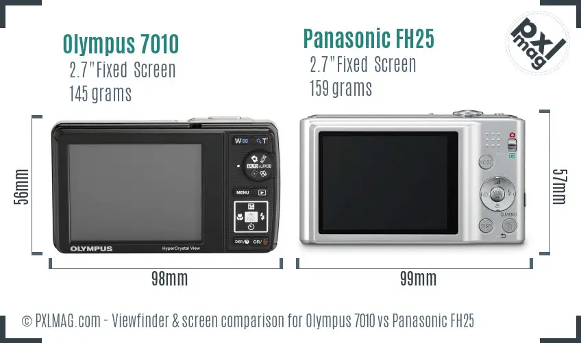 Olympus 7010 vs Panasonic FH25 Screen and Viewfinder comparison