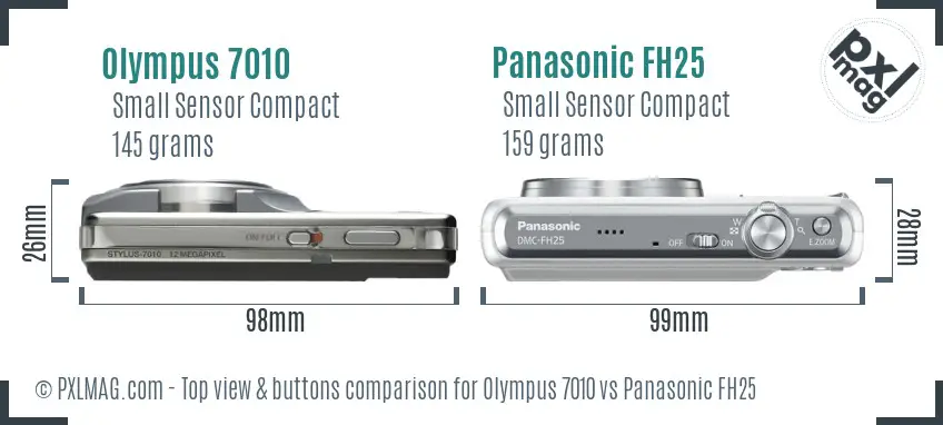 Olympus 7010 vs Panasonic FH25 top view buttons comparison