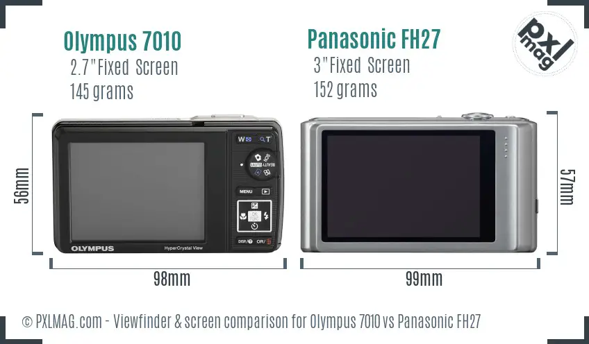 Olympus 7010 vs Panasonic FH27 Screen and Viewfinder comparison
