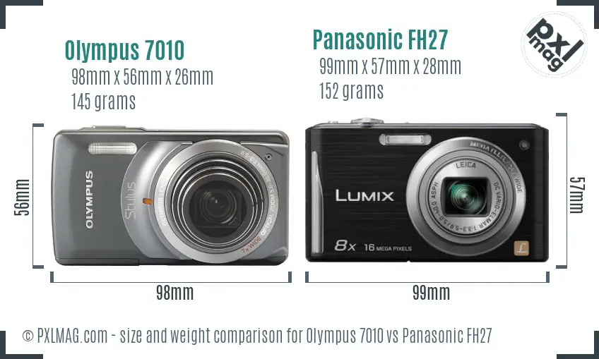 Olympus 7010 vs Panasonic FH27 size comparison