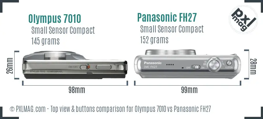 Olympus 7010 vs Panasonic FH27 top view buttons comparison