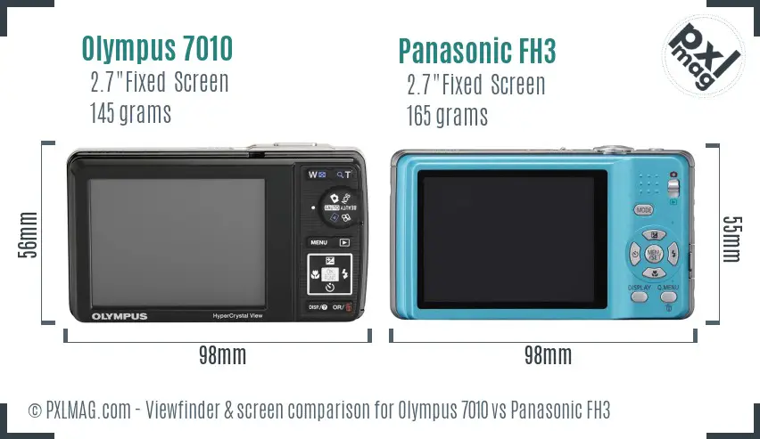 Olympus 7010 vs Panasonic FH3 Screen and Viewfinder comparison