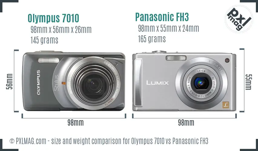 Olympus 7010 vs Panasonic FH3 size comparison