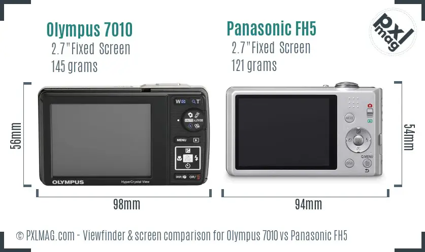 Olympus 7010 vs Panasonic FH5 Screen and Viewfinder comparison