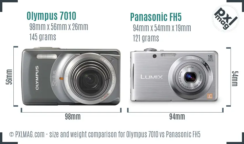 Olympus 7010 vs Panasonic FH5 size comparison