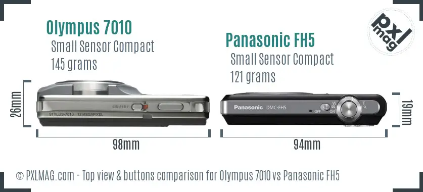 Olympus 7010 vs Panasonic FH5 top view buttons comparison
