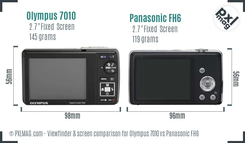 Olympus 7010 vs Panasonic FH6 Screen and Viewfinder comparison