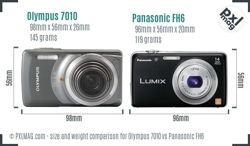 Olympus 7010 vs Panasonic FH6 size comparison