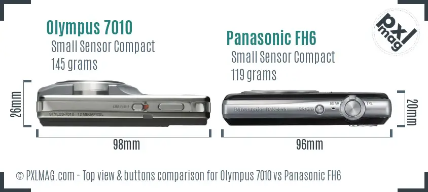 Olympus 7010 vs Panasonic FH6 top view buttons comparison