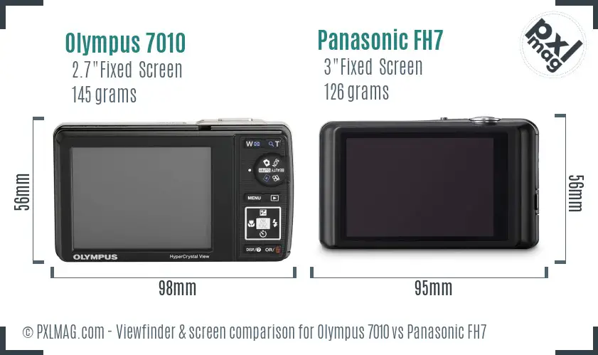 Olympus 7010 vs Panasonic FH7 Screen and Viewfinder comparison