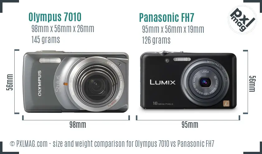 Olympus 7010 vs Panasonic FH7 size comparison