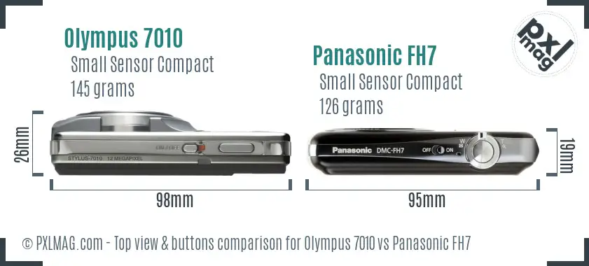 Olympus 7010 vs Panasonic FH7 top view buttons comparison