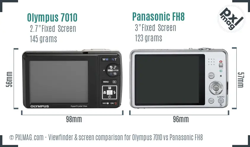 Olympus 7010 vs Panasonic FH8 Screen and Viewfinder comparison