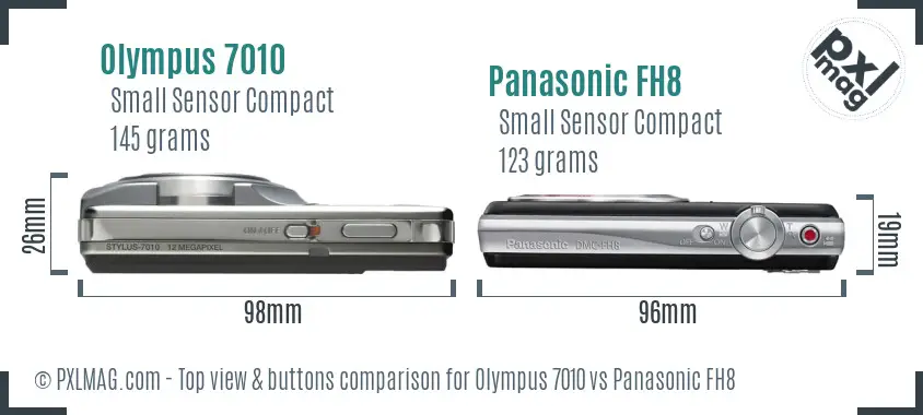 Olympus 7010 vs Panasonic FH8 top view buttons comparison
