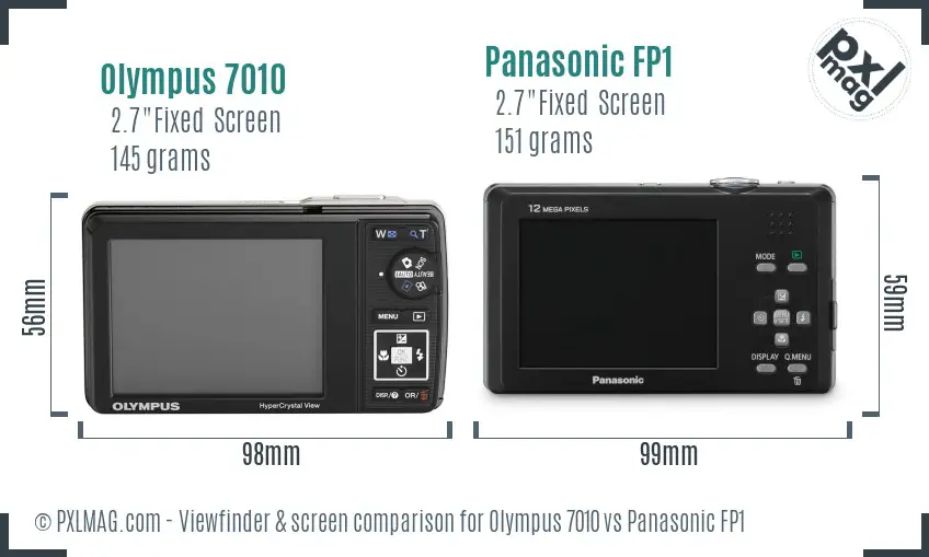 Olympus 7010 vs Panasonic FP1 Screen and Viewfinder comparison