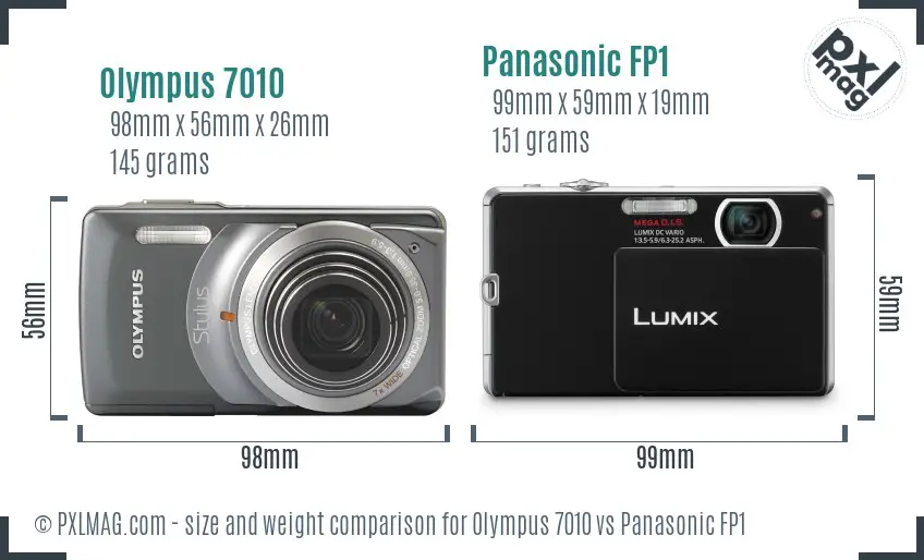 Olympus 7010 vs Panasonic FP1 size comparison