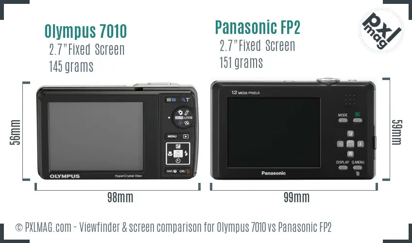 Olympus 7010 vs Panasonic FP2 Screen and Viewfinder comparison