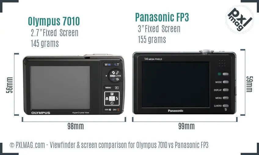Olympus 7010 vs Panasonic FP3 Screen and Viewfinder comparison