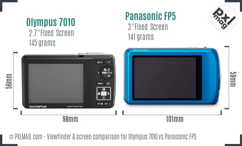 Olympus 7010 vs Panasonic FP5 Screen and Viewfinder comparison