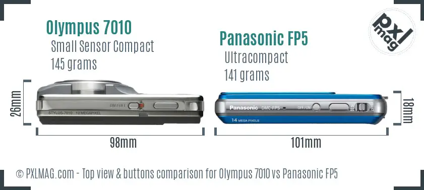 Olympus 7010 vs Panasonic FP5 top view buttons comparison