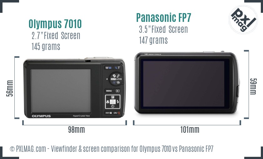 Olympus 7010 vs Panasonic FP7 Screen and Viewfinder comparison