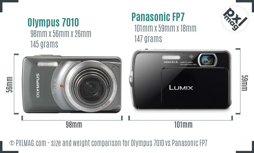 Olympus 7010 vs Panasonic FP7 size comparison