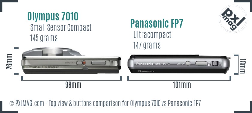 Olympus 7010 vs Panasonic FP7 top view buttons comparison