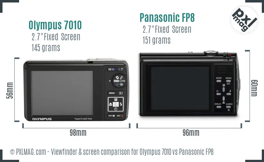 Olympus 7010 vs Panasonic FP8 Screen and Viewfinder comparison