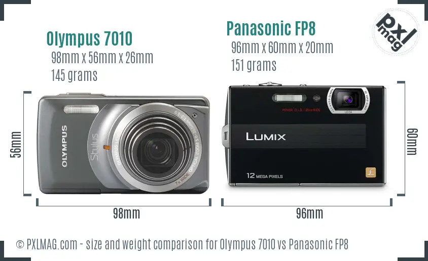 Olympus 7010 vs Panasonic FP8 size comparison