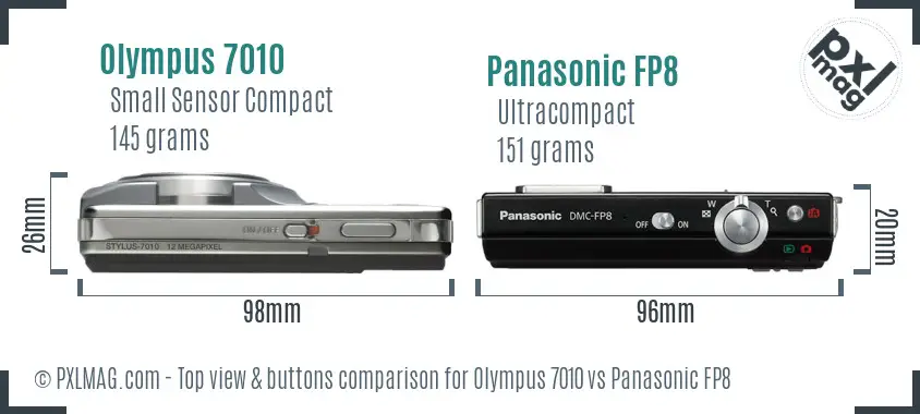 Olympus 7010 vs Panasonic FP8 top view buttons comparison