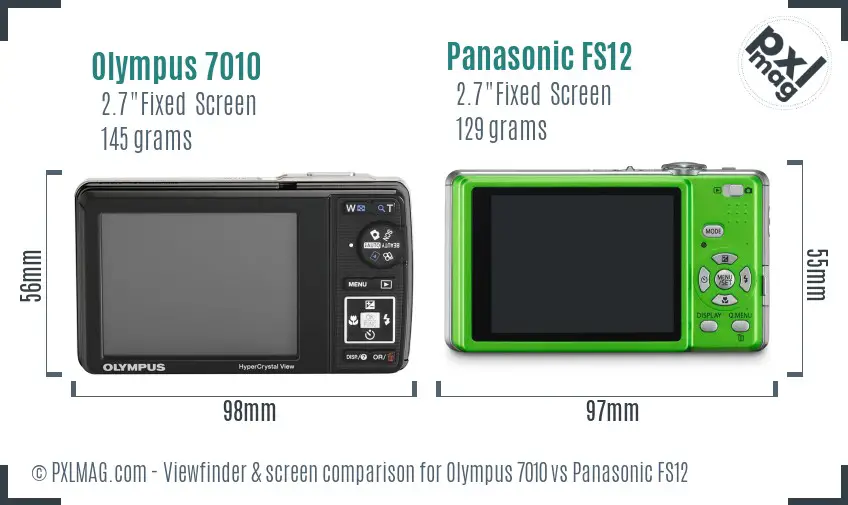 Olympus 7010 vs Panasonic FS12 Screen and Viewfinder comparison