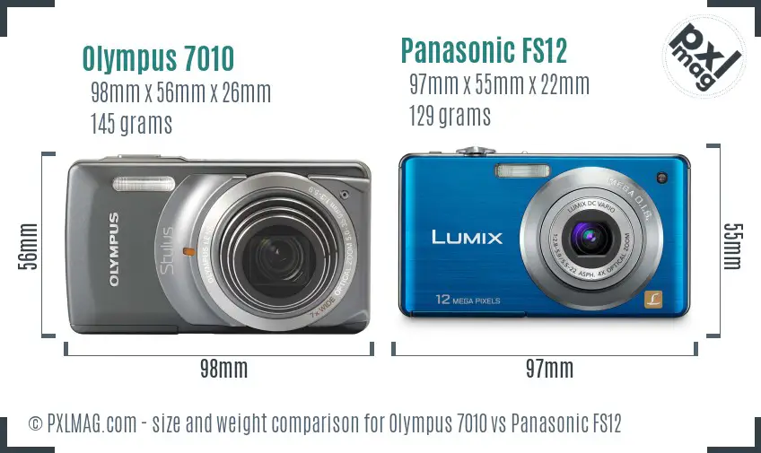 Olympus 7010 vs Panasonic FS12 size comparison