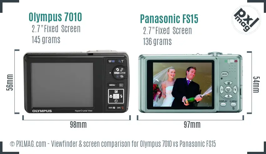 Olympus 7010 vs Panasonic FS15 Screen and Viewfinder comparison