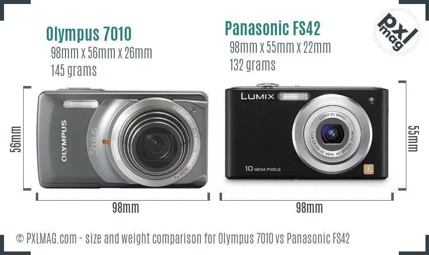 Olympus 7010 vs Panasonic FS42 size comparison