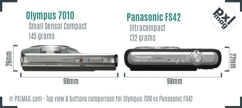 Olympus 7010 vs Panasonic FS42 top view buttons comparison