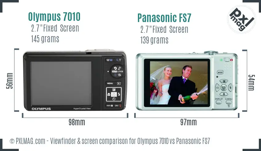 Olympus 7010 vs Panasonic FS7 Screen and Viewfinder comparison